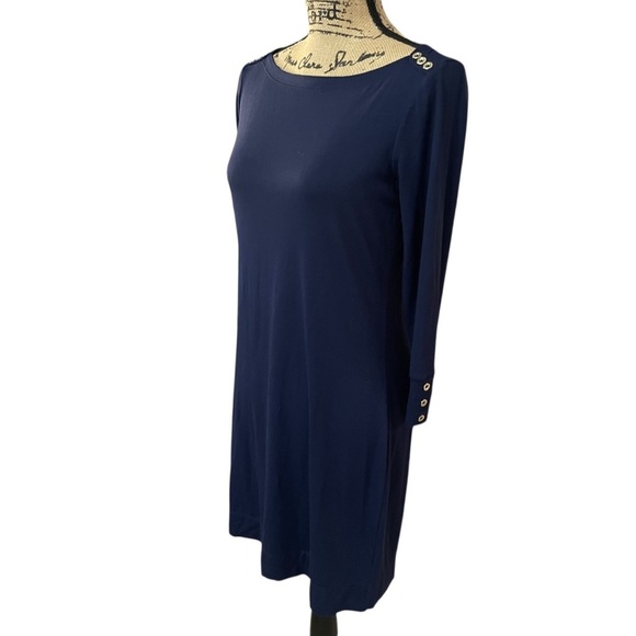 Lilly Pulitzer UPF 50+ Sophie Dress Navy Blue 3/4 Sleeve Gold Buttons Sz Small - Picture 5 of 6
